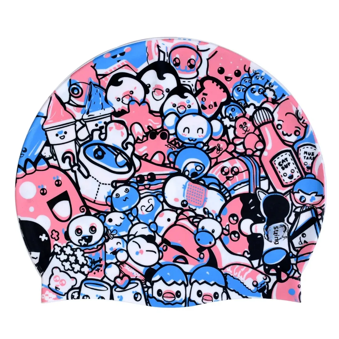 Waterproof Silicone Swimming Cap Adults Women Ear Protection Non-Tightening Long Hair Sun Protection Flag Design swimming cap
