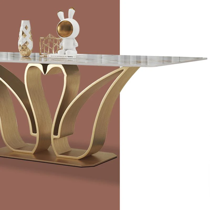 Luxury Mobile Dining Table Shape Rectangular Island Table 1.8m 6 Chairs