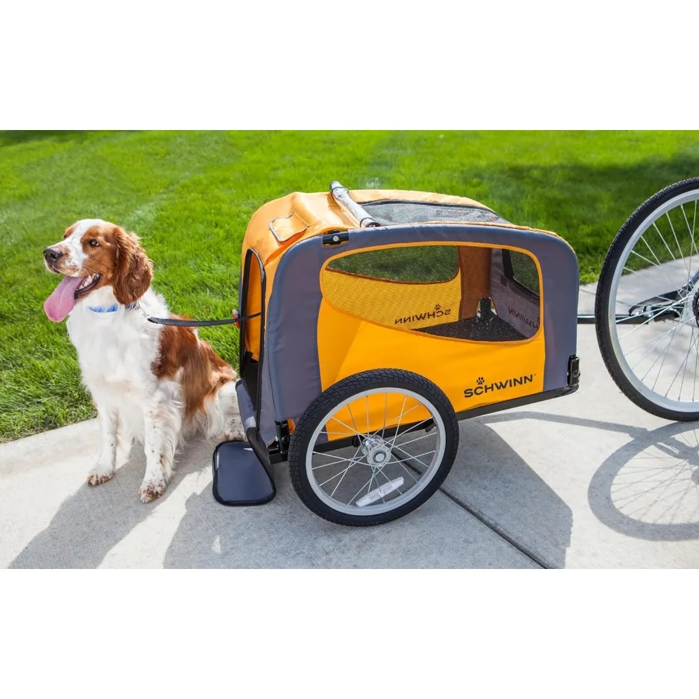 

Bike Dog Trailer, Carrier for Small and Large Pets, Easy Folding Cart Frame Universal Bicycle Coupler, Washable Non-Slip Lining