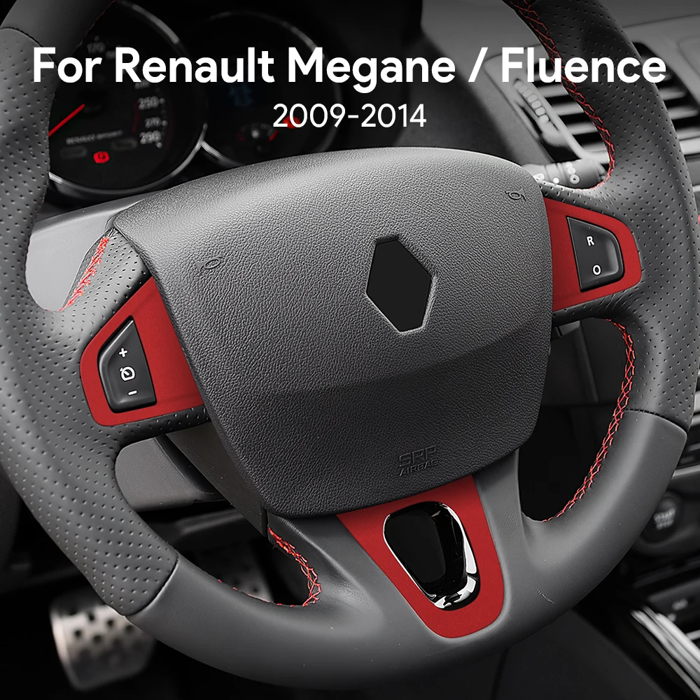 르노 플루언스 메간 3 RS 세닉 2009 2010 2011 2012 2013 2014 2015 상단 스웨이드 트림 LHD RHD 스티커 자동차 스티어링 휠