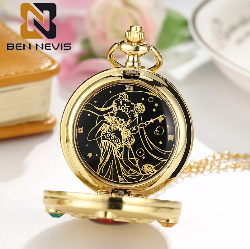 BENNEVIS Sailor fob watch Moon Anime Sakura Quartz Pocket Watch