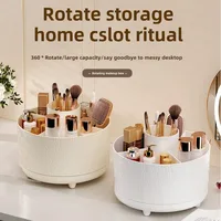 Glacier Pattern Plastic Pen Holder Desktop Rotating Cosmetic Storage Box Makeup Storage Box High-end 2