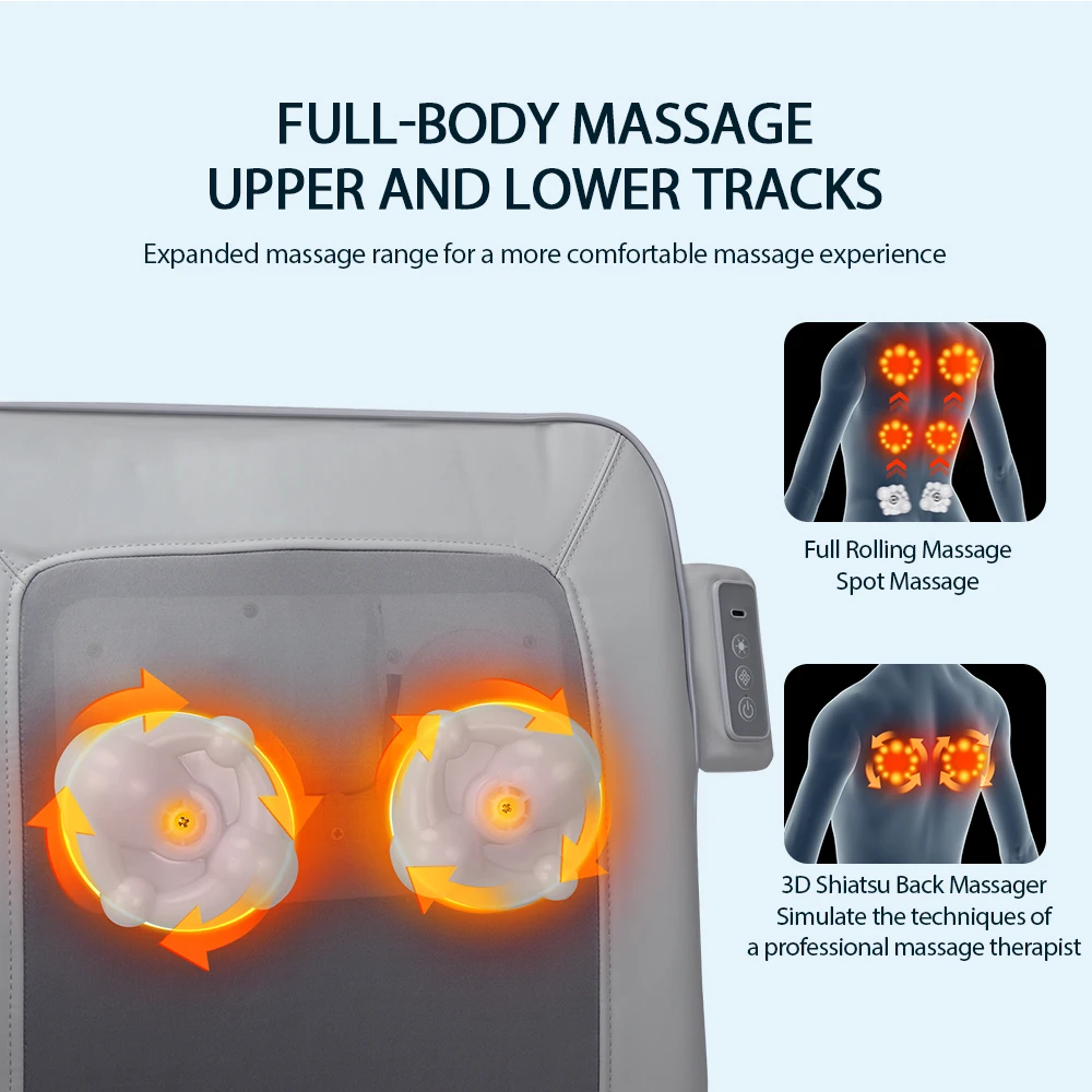 Walk Up and Down Electric Back Massager Chair Pad 3D Kneading Shiatsu Waist Lumbar Back Massager Wireless Back Massage Cushion