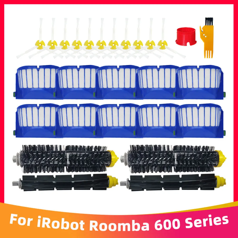 Совместимость для iRobot Roomba 600 серии 605 671 692 630 631 650 651 655 660 585 595 680 Робот вакуумный HEPA фильтр Главная боковая щетка