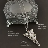 Collier Arwen en argent Sterling 925 pour femme, accessoire tendance, princesse féerique, étoile du crépuscule, chaîne de chandail 3