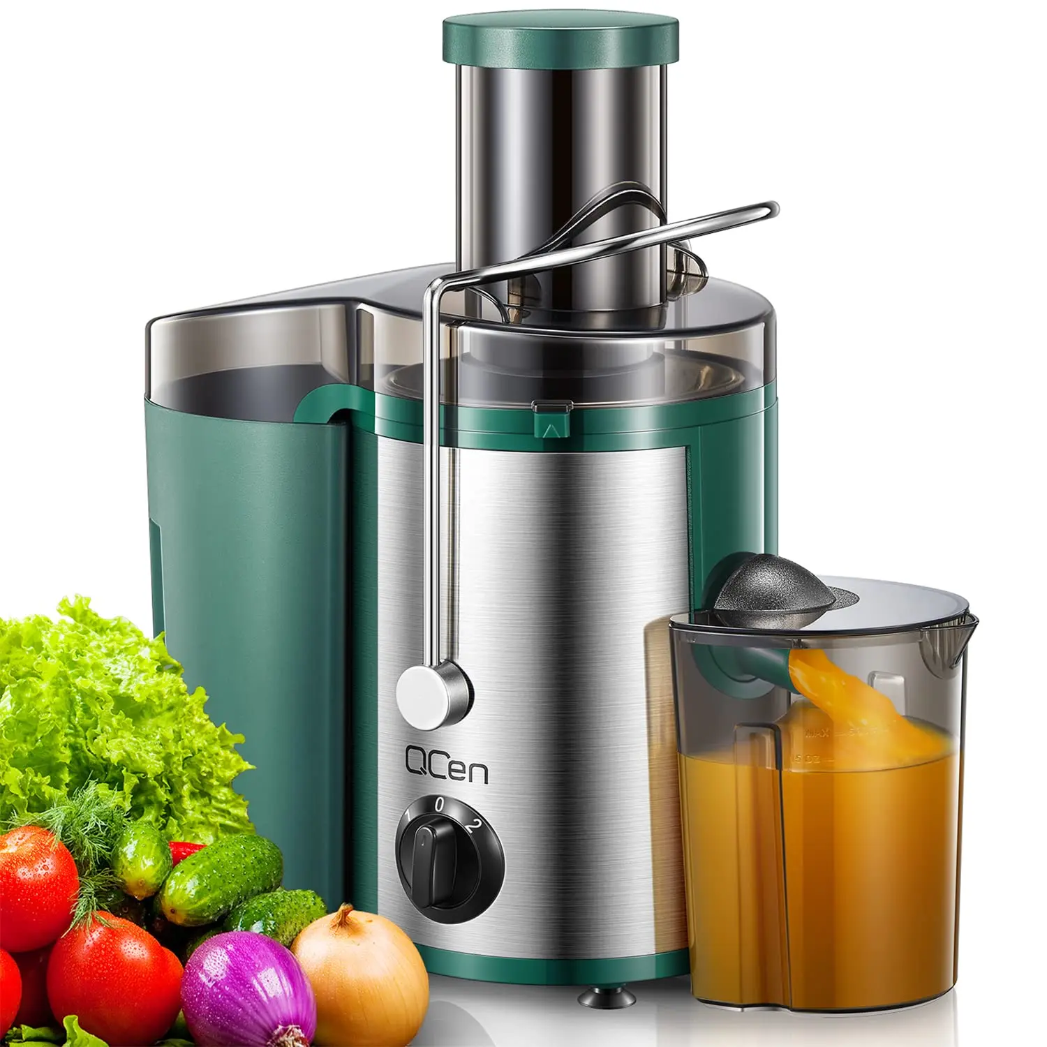 500W Centrifugal Juicer Extractor with Wide Mouth 3” Feed Chute for Fruit Vegetable, Stainless Steel, BPA-free (Green) 1 pcs stainless steel pneumatic feed joint mk8 nozzle throat 1 7 for 3d printer accessories nozzle throat pneumatic joint