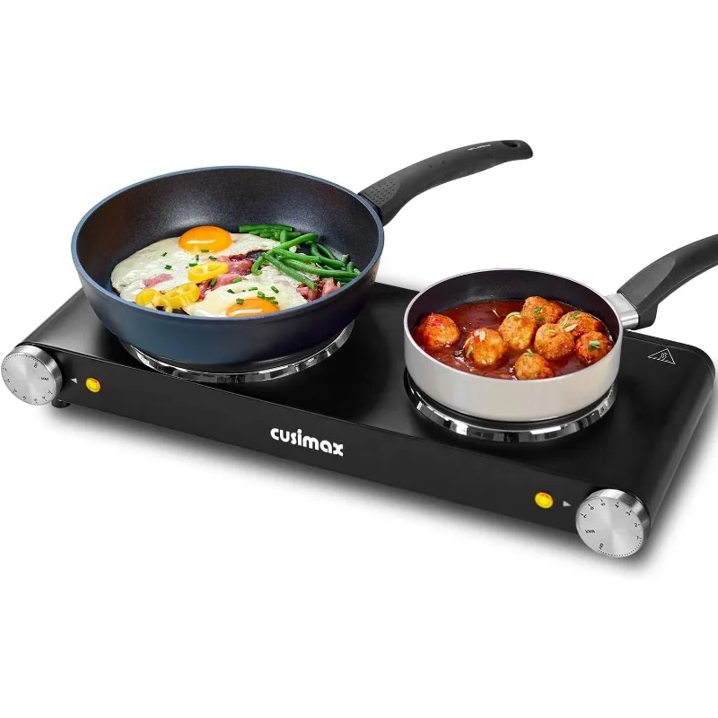 

900W+900W dual electric stove, electric stove for cooking, black stainless steel countertop burner