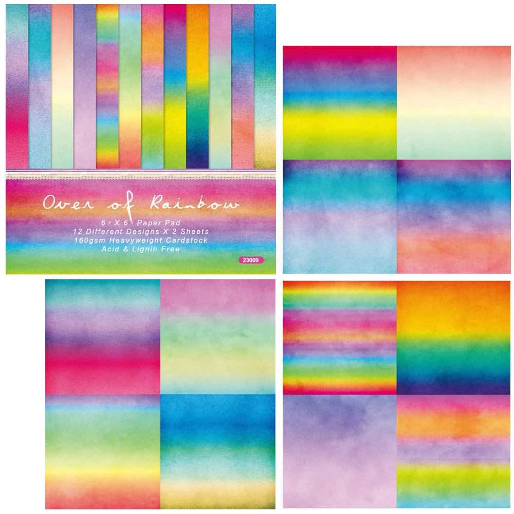 

Alinacutle Over The Rainbow Paper Pack 24 sheets 6" Patterned Paper Pad For Scrapbooking Handmade Craft Background Album Paper