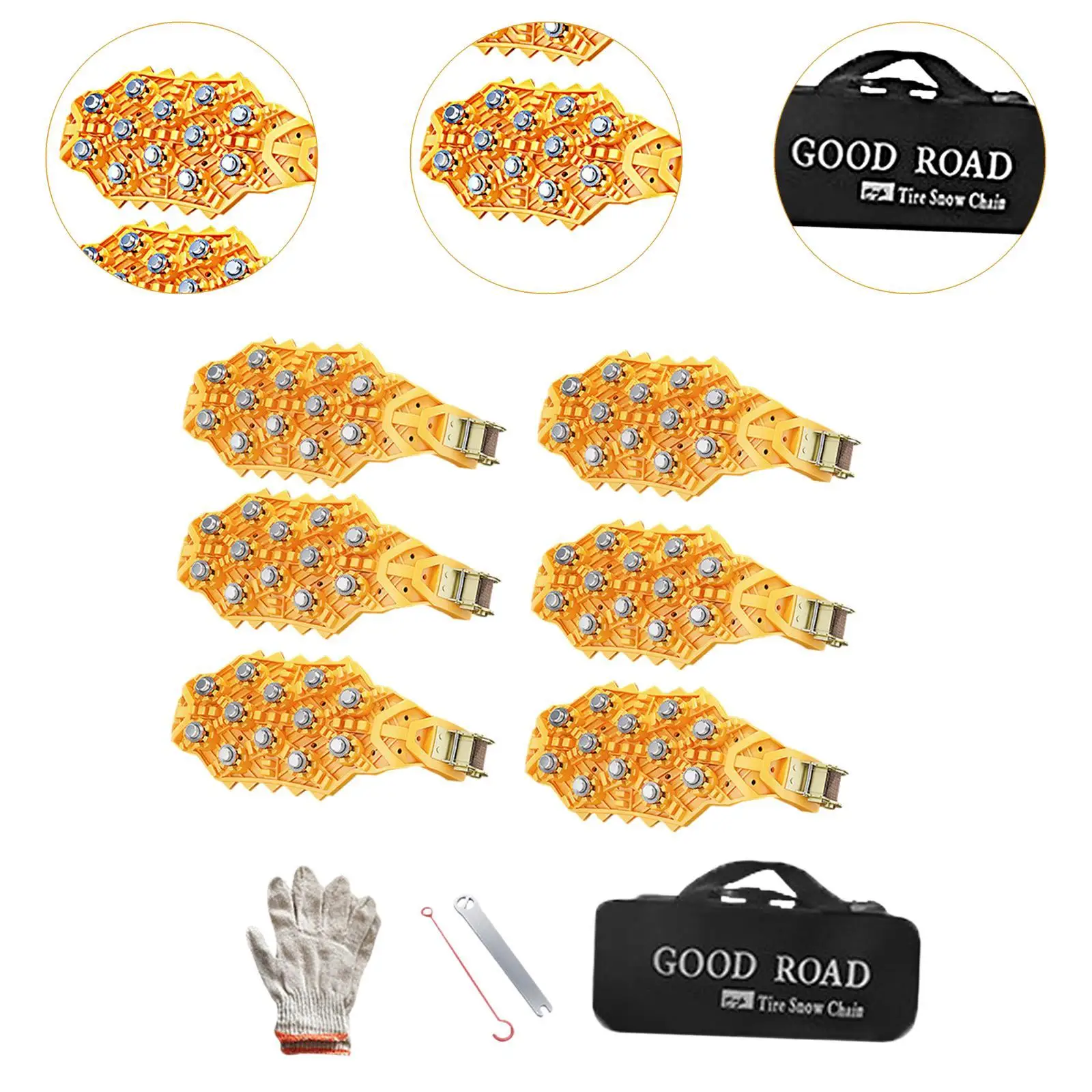 6x Snow Chains Snow Tire Chains Portable Trucks Auto Grips Tire