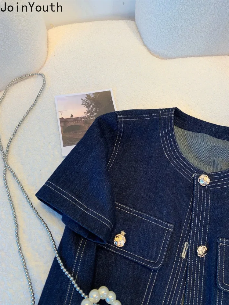 Streetwear Denim Jackets for Women Short Sleeve Summer Jean Jacket Outwear 2025 Ropa Mujer Fashion Vintage Coat Cropped Tops - 5