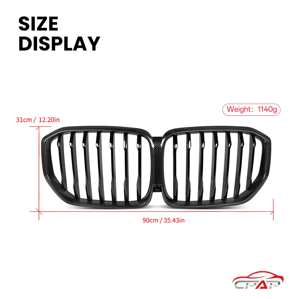 리얼 드라이 카본 파이버 프론트 범퍼 그릴 자동차 키드니 후드 그릴 액세서리 BMW X5 시리즈 G05 2020-2023용