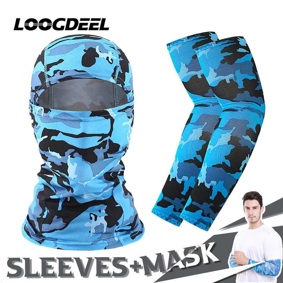 

LOOGDEEL Sunscreen Outdoor Ice Silk Sleeves And Balaclava Combination Set Handsocks Breathable Anti-UV Cycling Hiking Mask