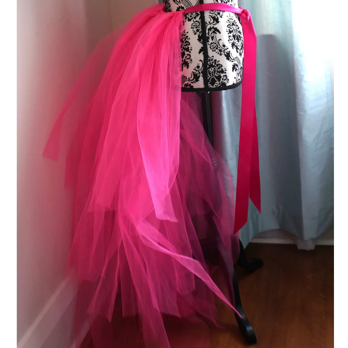 Blush Tutu Skirt With Train Stunning Real Image Fuchsia Long Tulle