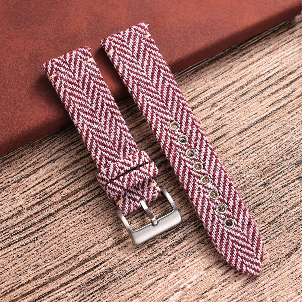 Vintage Genuine Leather and Tweed Nylon Quick Release Strap - Weave Bracelet