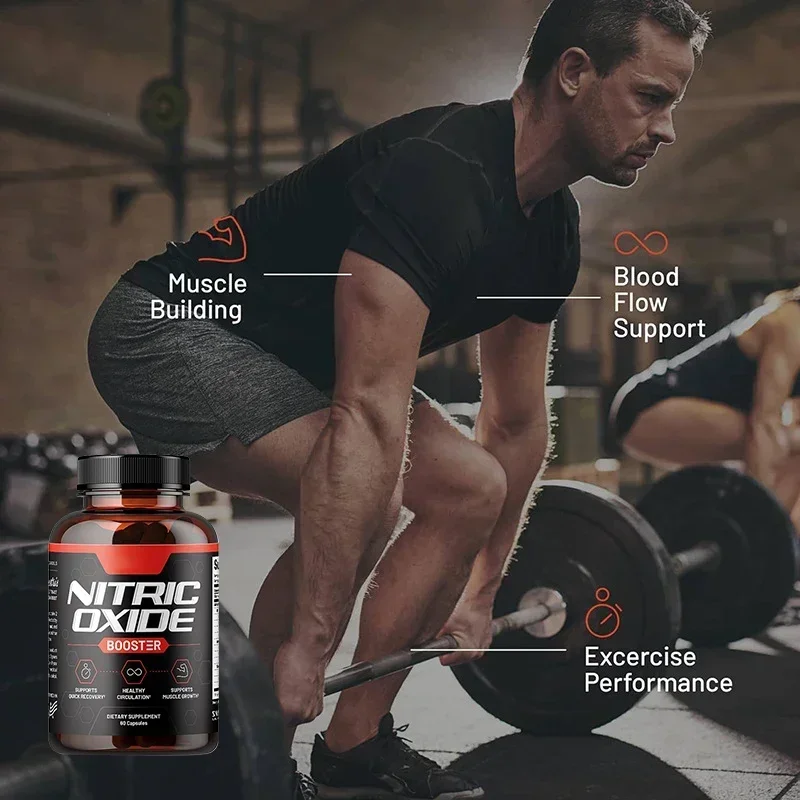 L-Arginine Nitric Oxide Supplement For Energy, Strength And Endurance Support During Exercise Muscle Mass, Non-Gmo