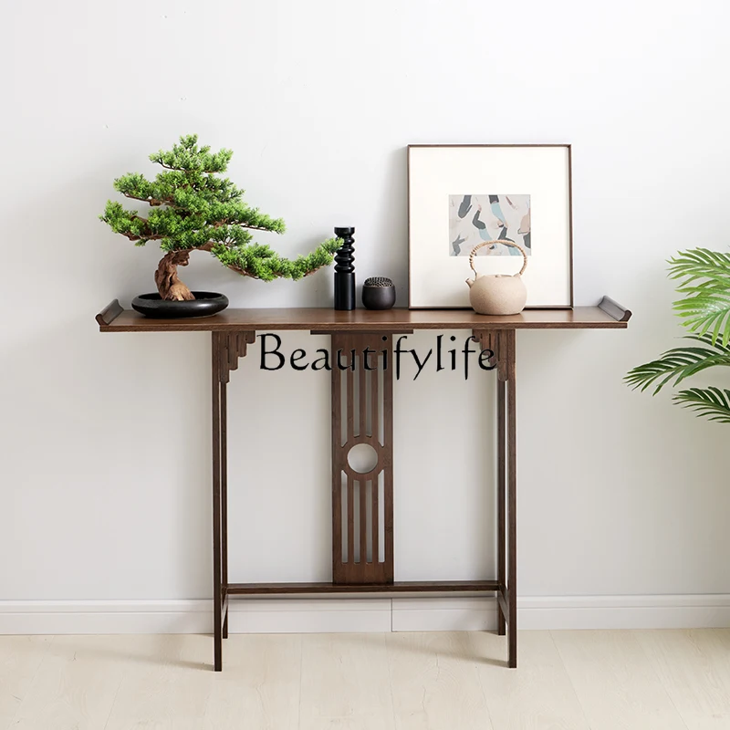 

New Chinese Style Hallway Cabinet Zen Door Side View Solid Wood Altar