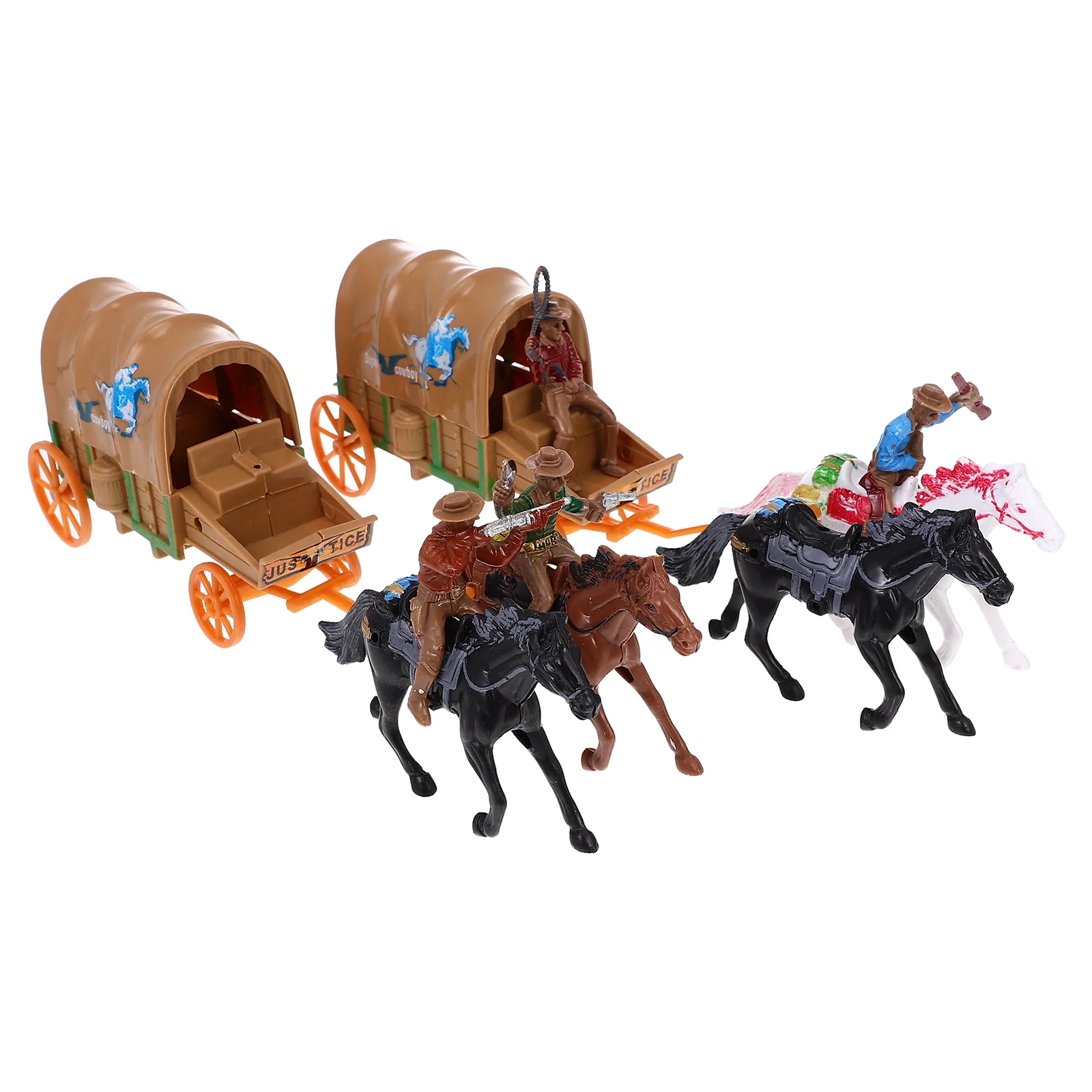 

Mini Toysvian Table Decor 2 Set Roping Cowboy Horse Mini Toys Playset West Cowboy Carriage Models Plastic Figures Playset