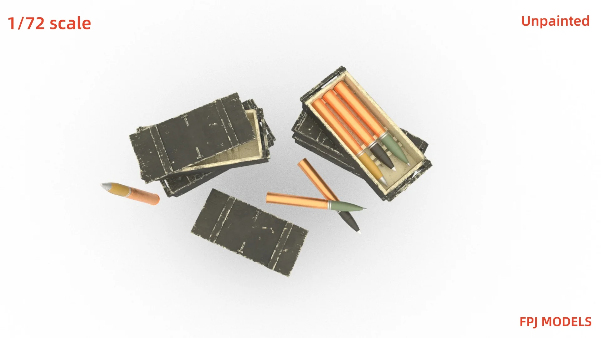 Miniature Tiger Tank Ammunition Box Resin Kit (1/72 Scale, 5-Piece Set with Decals)