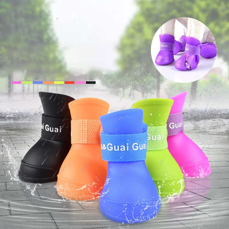 

4Pcs Pet WaterProof Rainshoe Anti-slip Rubber Boot for Small Medium Large Dogs Cats Outdoor Shoe Dog Ankle Boots Dog Accessories