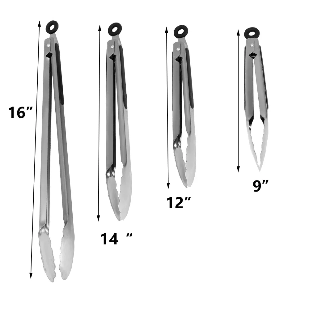 Description Picture 2 of itemBBQ Grill Tongs Salad Steak Spaghetti Candy Charcoal Meat Stainless Steel Camping Barbecue Kitchen Frying Food Clips Clamp