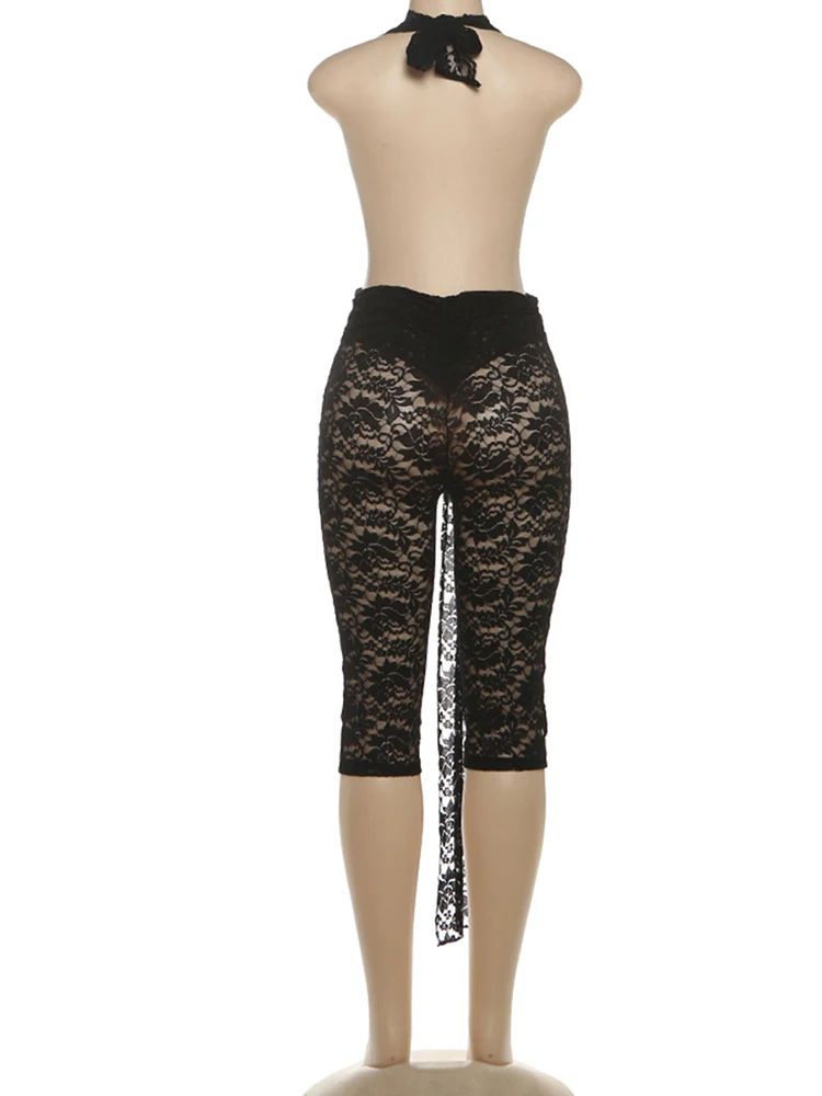 Nibber Sexy Jacquard Romper Women Backless Halter Ribbon Patchwork Sleeveless Workout Midnight Activity Clubwear Wild Playsuits