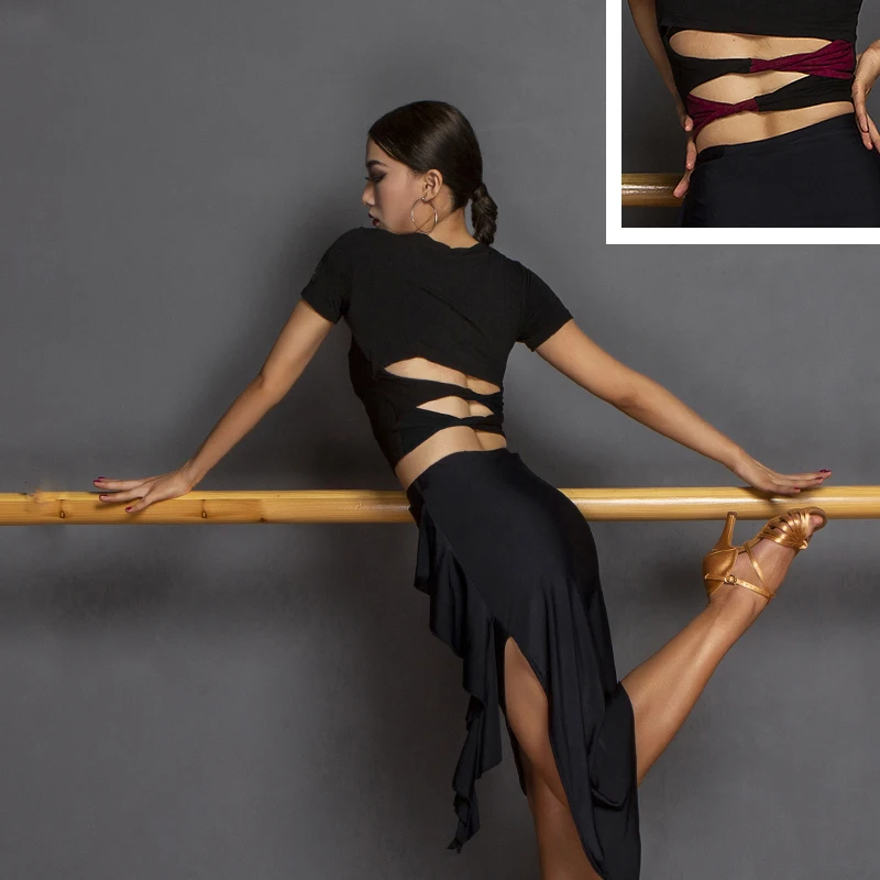 

Latin Atasan untuk Wanita Baru Lengan Pendek Latin Kostum Latihan Pakaian Standar Latin Ballroom Dance Gaun SL2872