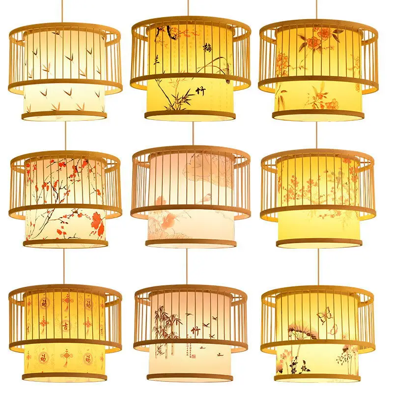 

ZK50 40X30CM E27 Creative Bamboo Pendant Lantern Natural Bamboo Chandelier Bamboo Art Rattan Lamp Handmade Art Decoration Lamp