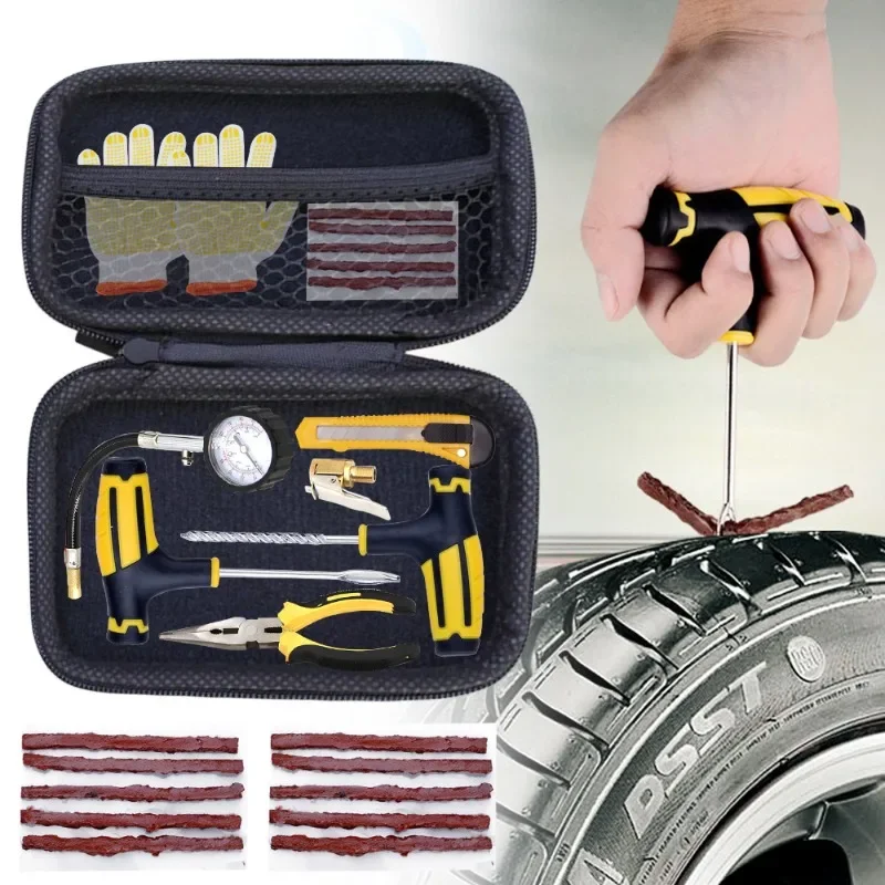

Car Tire Repair Kit Tubeless Tyre Puncture Repair Kit Studding Tool Set Bike Tire Replacement Tool Motorcycle Tire Repair Tool