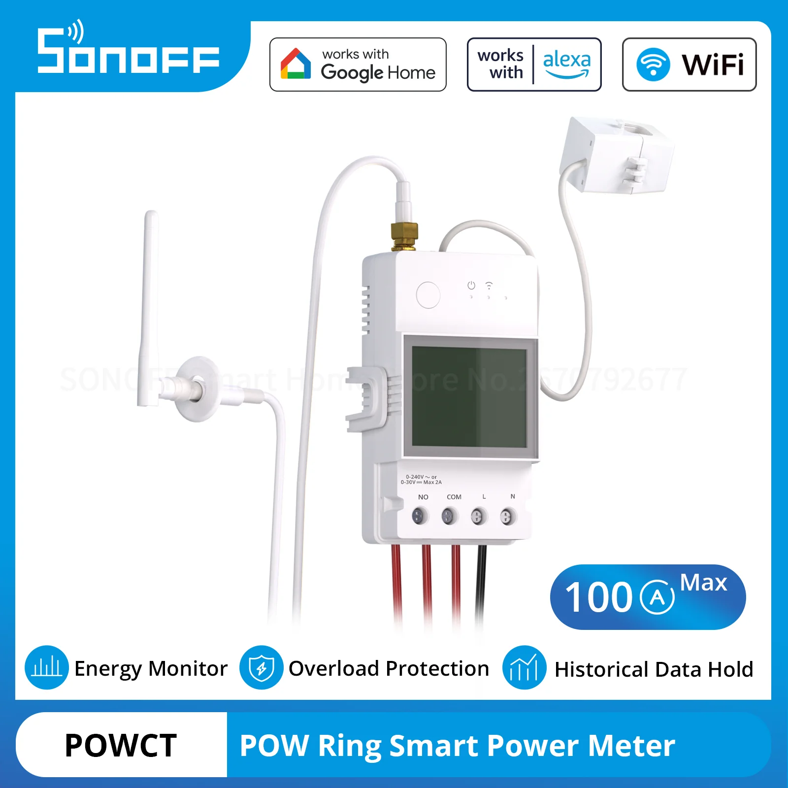SONOFF POWCT POW Ring Smart Power Meter Non-contact Current Transformer Energy Monitor eWeLink APP Data Hold via Alexa Google