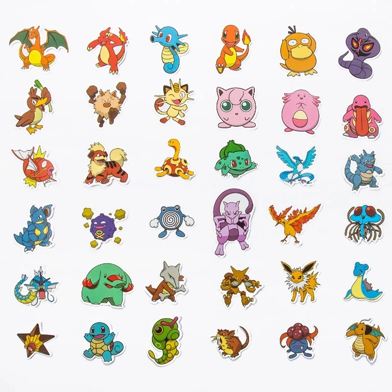 10/50/100Pcs Kawaii Pikachu Pokemon Stickers Motorcycle Phone Car Skateboard Laptop Decal Sticker Waterproof Classic Kid Toy 2
