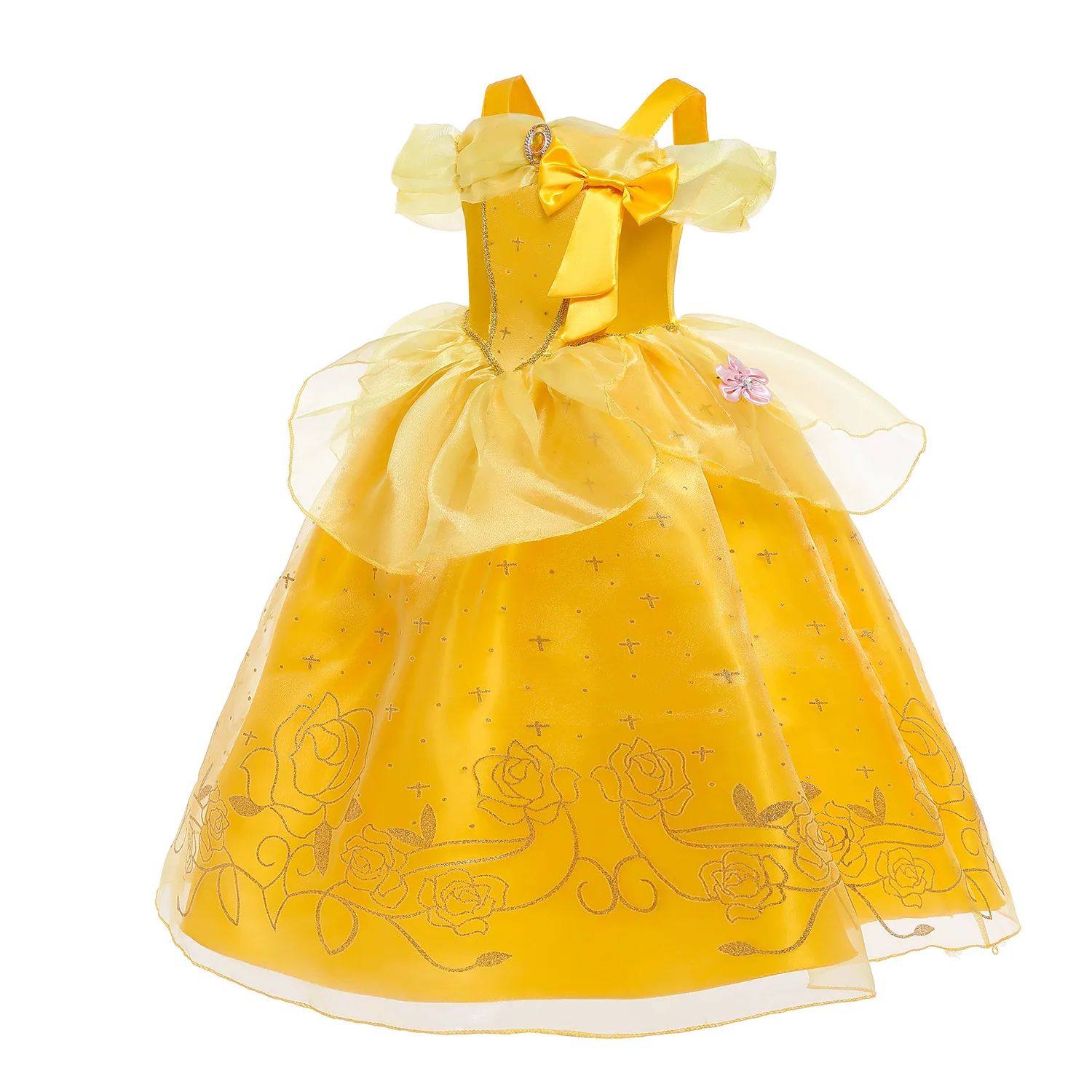 Princess Costume Girl Kids Floral Ball Gown Cosplay Party Clothing Belle