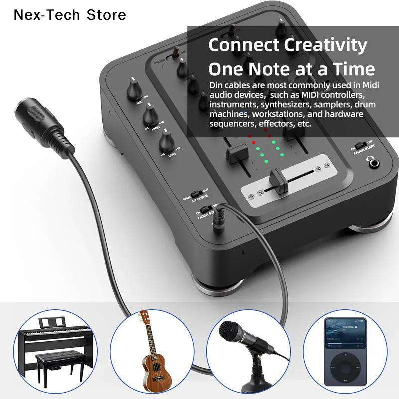 [NT]MIDI Din 5  3.5mm TRS 변환기 케이블 악기용 간섭 방지 오디오 어댑터 MIDI 장치 스튜디오 사용[NT]