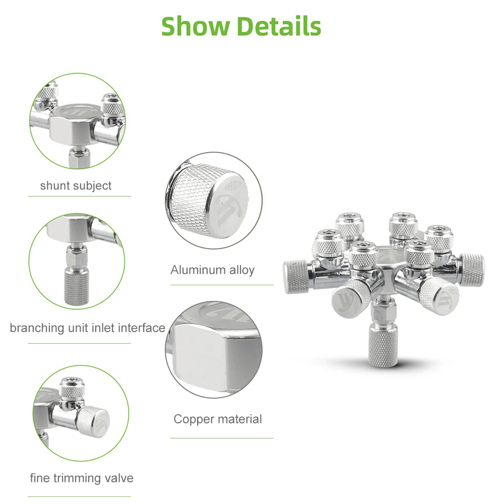 Aquarium Tank CO2 Splitter Regulator Distributor Needle Fine Adjusting Valve for CO2 Regulator with 2/3/46 Way Outlets