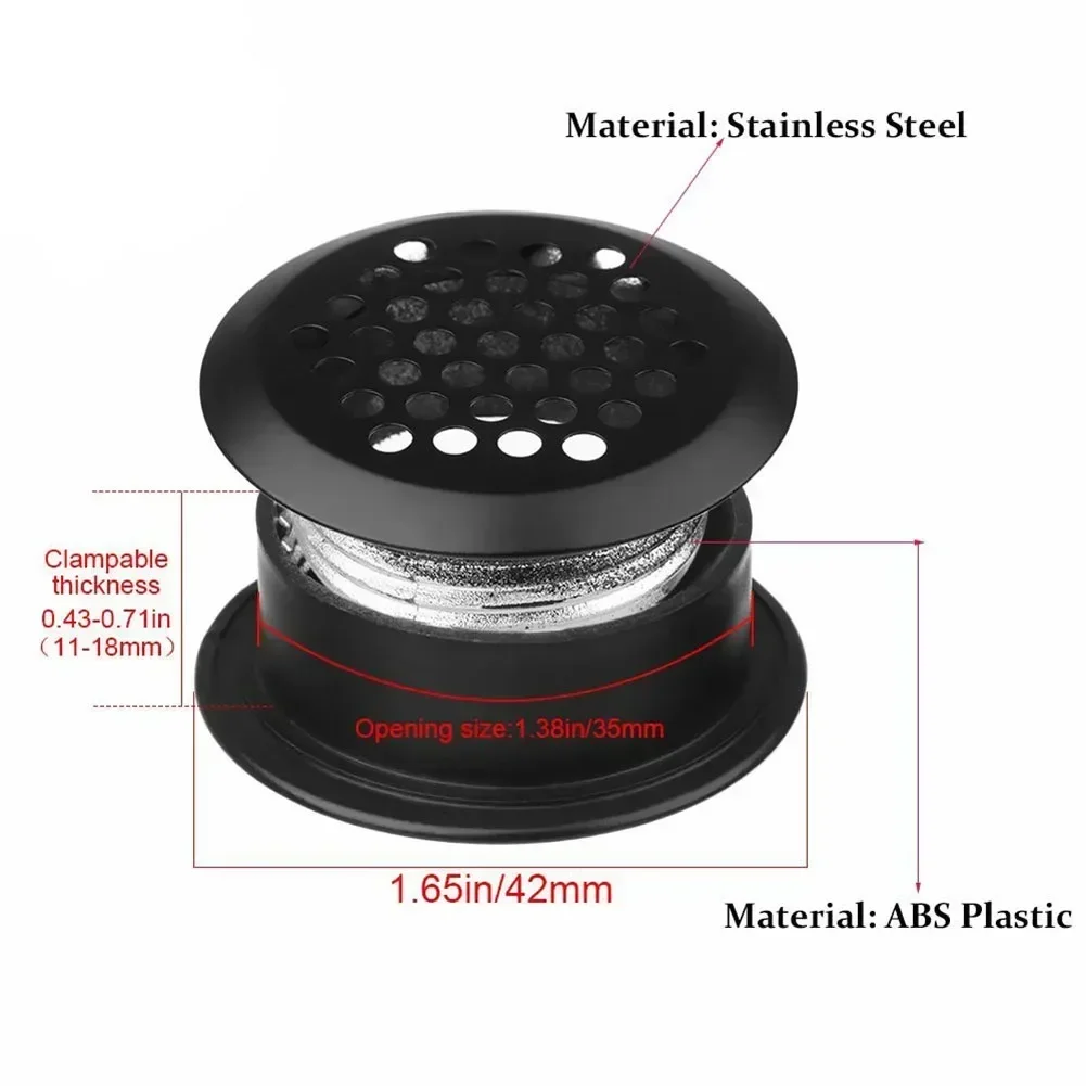 Stainless Steel Air Vent Grille Round Ventilation Grilles Wardrobe Cabinet Air Vent 2pcs air vent grille ventilation grille air vent cover