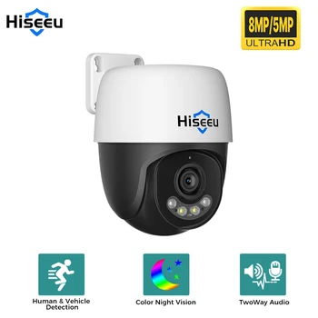 Telecamera IP PTZ POE Hiseeu 5MP 4K 8MP con Visione Notturna, Impermeabile, Videocamera di Sicurezza IP Onvif, Telecamera CCTV H.265