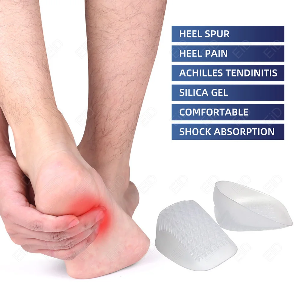 Weiche Silikon-Gel-Einlegesohlen für Fersenspornschmerzen, Fußschmerzen, Kissen lindern, Fußmassagegerät, Pflege, halbe Fersen-Einlegesohle, Höhenerhöhung – Detail 18