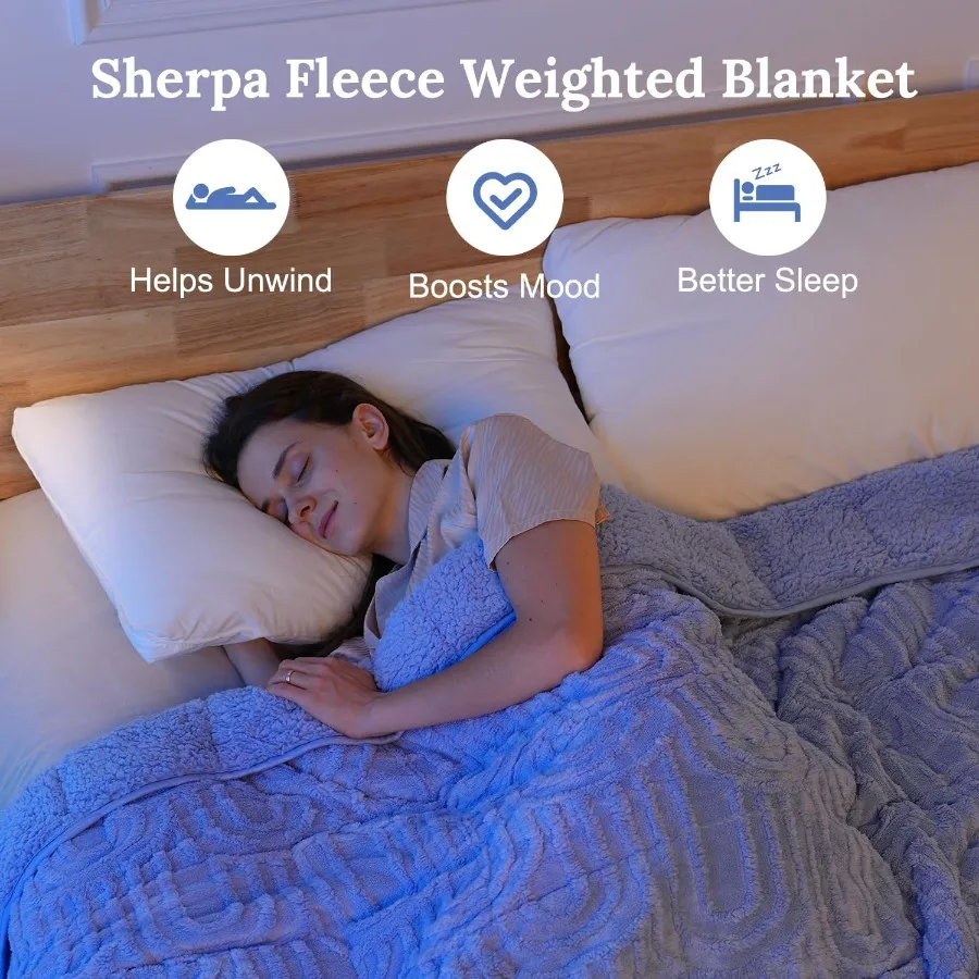 Sherpa Fleece Adult Weighted Blanket 20 lbs Dual Sided Soft Fuzzy Heavy 1for Sleep and Relaxation Cozy Warm Fluffy Arche