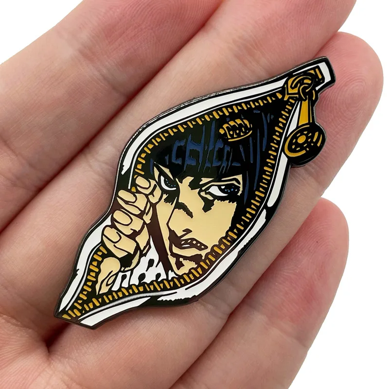 Jojojojo'S Bizarre Adventure Anime Metal Badge Buccellati Smalto Pin Cowboy Risvolto Spille Per Zaini Distintivi Accessori Regali