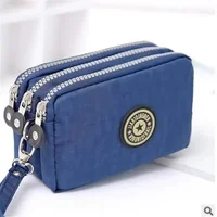 Women Three-layer Long Zipper Coin Money Pocket Purse Women's Handbag Wrist Mobile Phone Card Key Coin Bag Wallet Washable Cloth - Image 2