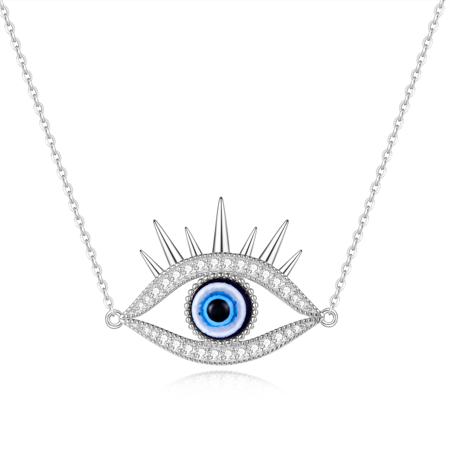 Tongzhe Fashion Blue Evil Eye Necklace 925 Sterling Silver Charm Blue Stone Eye Choker Necklace for Women Turkey Jewlery initial necklace 925 Silver Jewelry