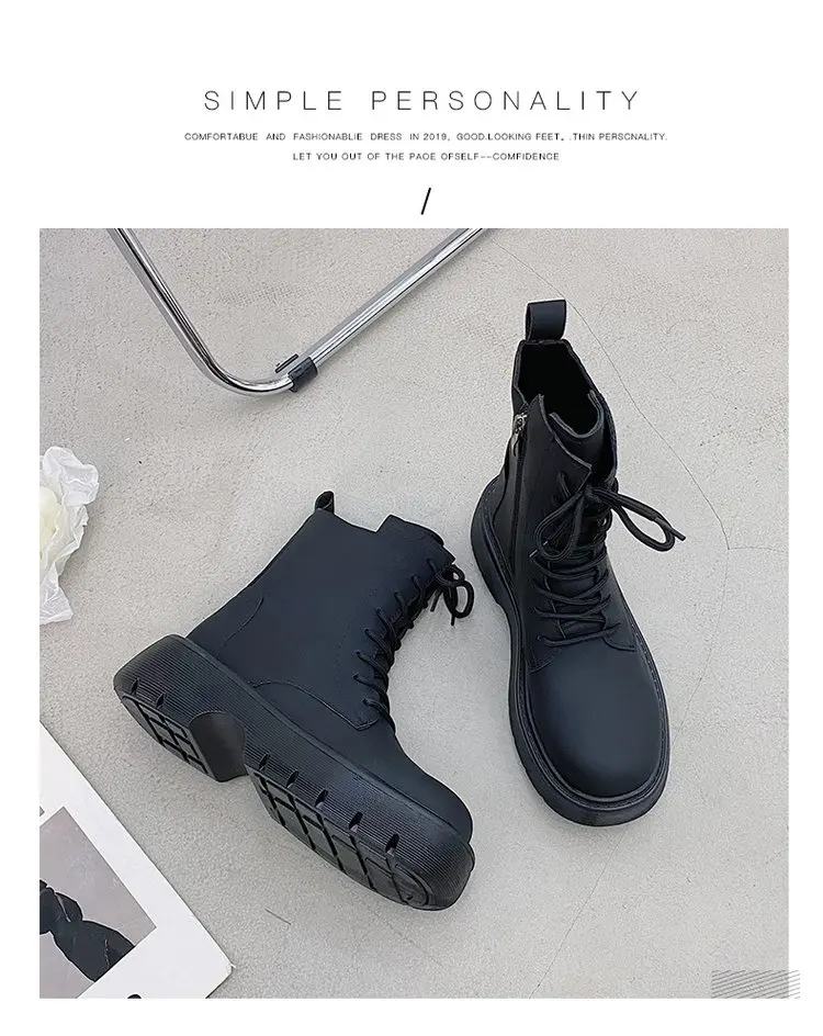 short Boots 2022 Autumn New All-match Boots Thick-soled Knight Boots Single Boots Black Short Short British Style Short Boots