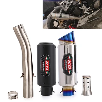 51MM Exhaust Pipe For Kawasaki ZX10R 2004-2005 Motorcycle Muffler Mid Pipe Stainless Steel Carbon Escape With DB Killer Slip On