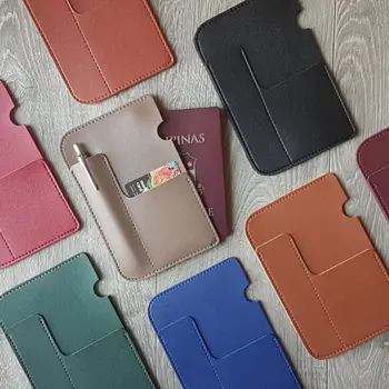 Portafoglio porta passaporto con slot per schede multiple Borsa per passaporto portatile ultrasottile tinta unita in pelle PU leggera