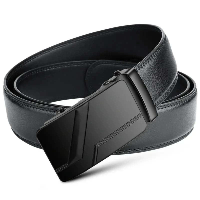 High quality men's belt 110 centimeters 120 centimeters 130 centimeters luxury belt, men's black automatic buckle jeans belt.