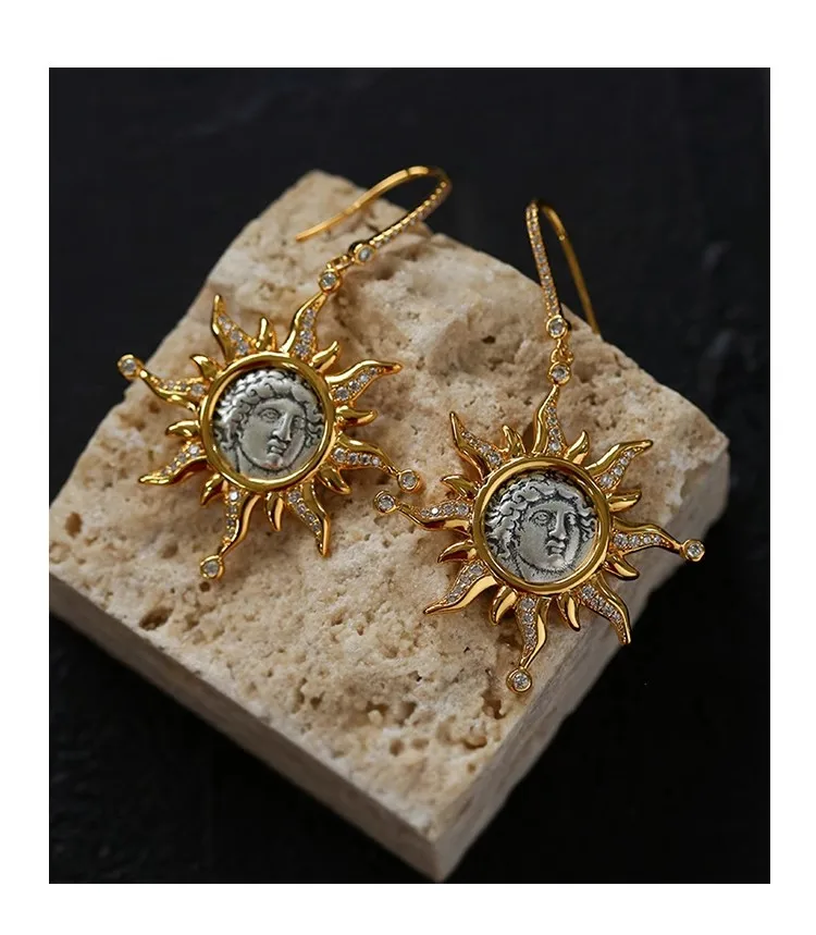 

The Sun God Apollo silver coin Earring