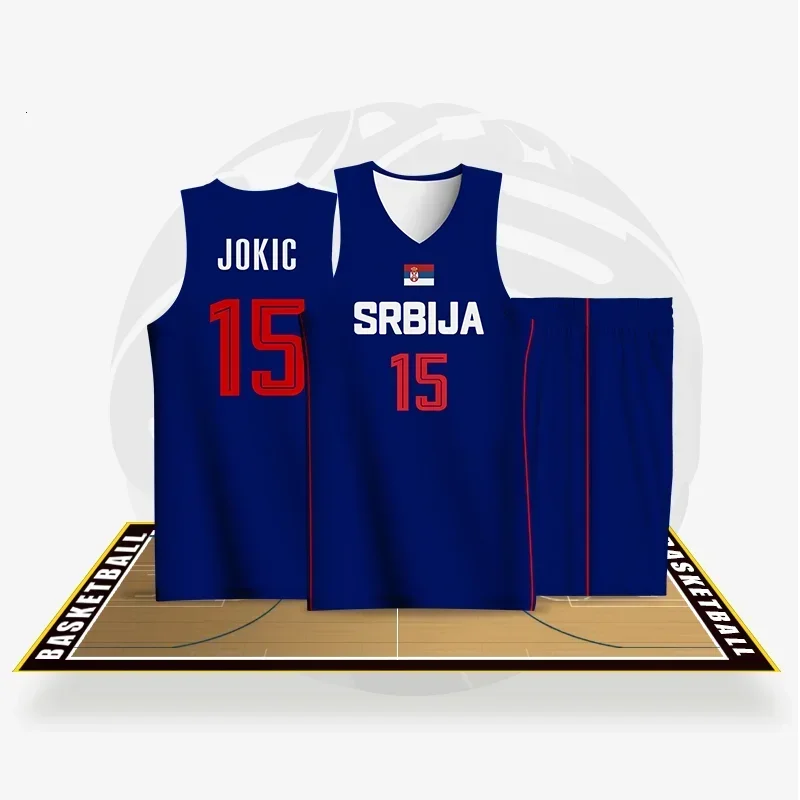 SRBIJA Basketball Sport Jerseys Top  jersey Sewing embroidery High-Quality Outdoor sports NO 15 Nikola Jokic Tshirts  2023 New