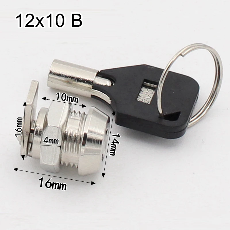 Description Picture 6 of item1x Cam Lock Round Key Mailbox Cylinder Nut Zinc Alloy Plunger Push Lock For Sliding Glass Door Showcase Lock Furniture Cabinet