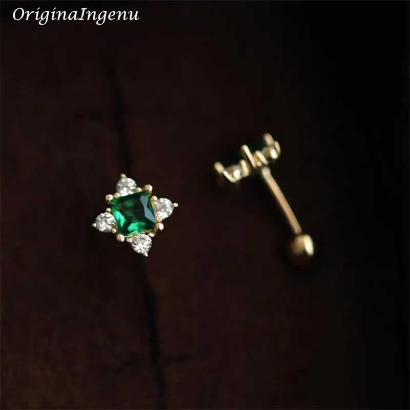 

Solid 9K Gold Emerald Gemstone Earrings Dainty Zircon Earrings 9k Real Gold Jewelry Minimalist Tarnish Resistan Fine Jewelry