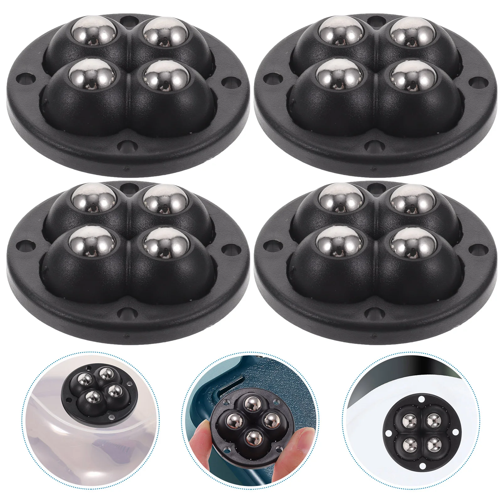 4 Pcs Self Adhesive Casters Wheels Sticky on Swivel Casters Small Storage Bin Stainless Steel Mini Swivel