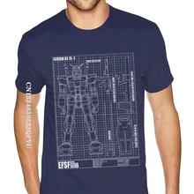 

Printed Gundam BlueprinT-Shirt Men For Men Custom Printing Gothic Style Anime Tshirt Premium Cotton Navy Crew T Shirts